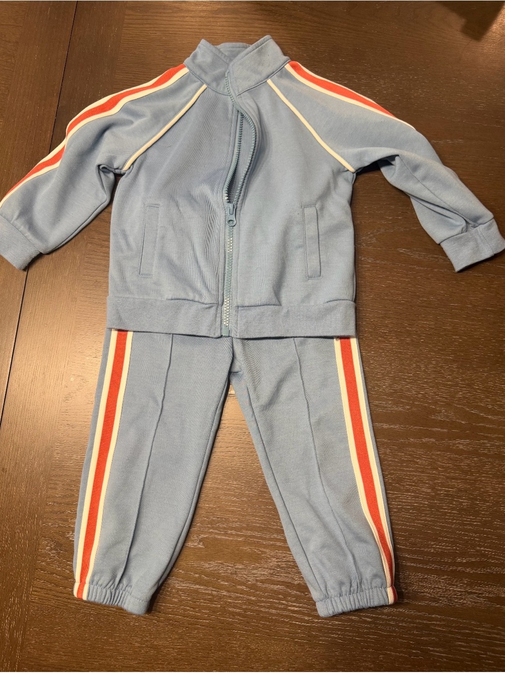 Cat & Jack Tracksuit Set 2T Blue Red Stripe Zip Jacket Jogger Pants